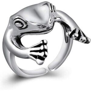Frog Ring Silver Alloy Adjustable Animal Jewelry Durable